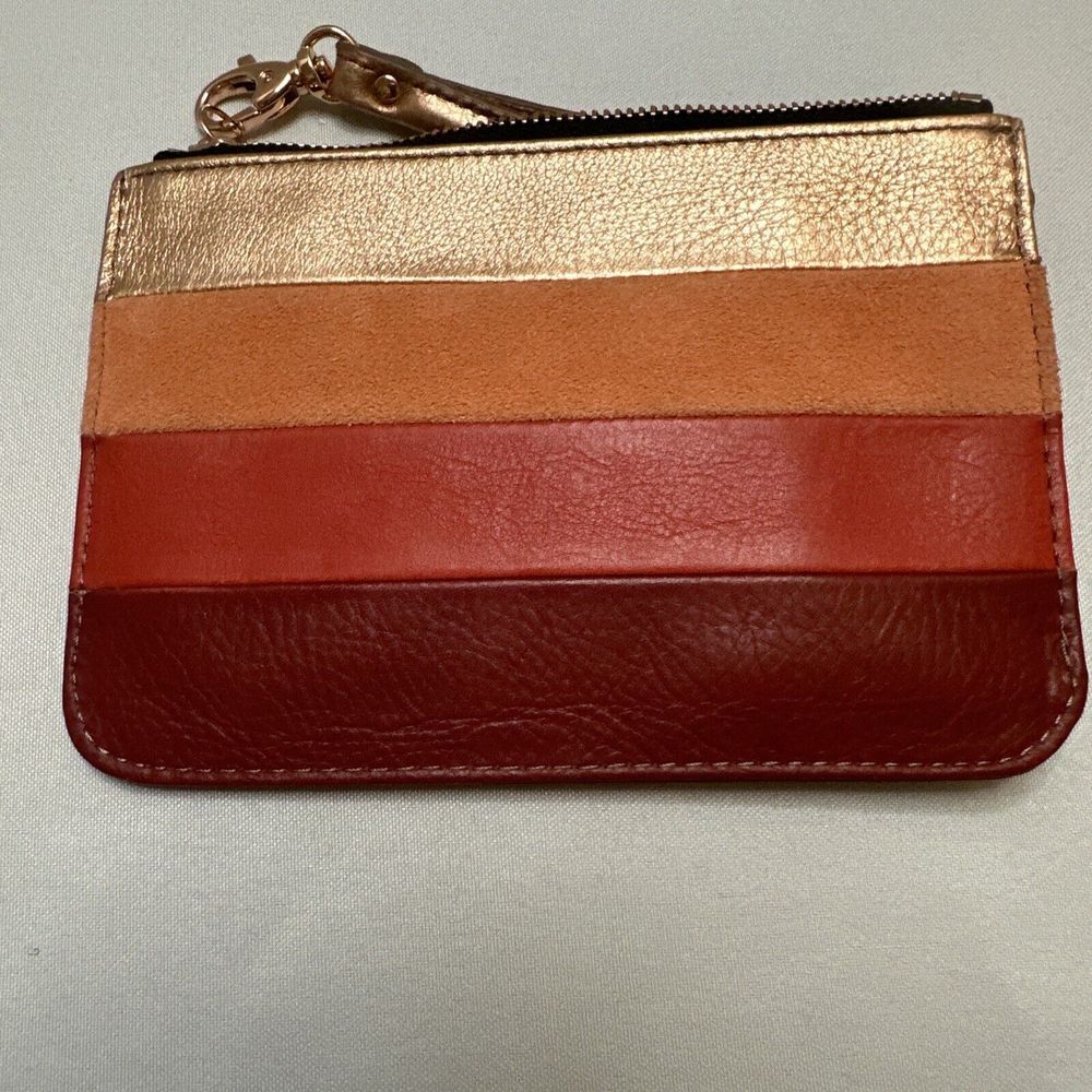 Fossil Multi-Color Leather Wristlet Credit Card Organizer Wallet Rose Gold Trim - Picture 3 of 6
